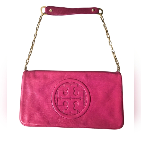 Tory Burch Handbags - Tory Burch Reva Bombe Fucshia Clutch